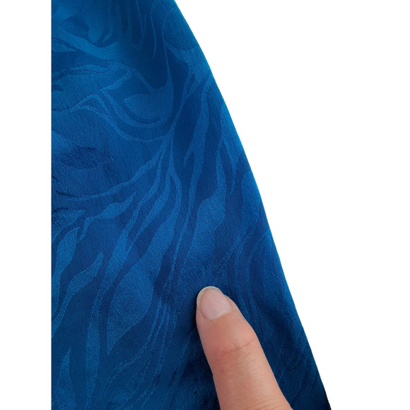 Vintage Adrianna Papell Blue Silk Cropped 3/4 Puff Sleeve Blazer Jacket 4 - Picture 9 of 14